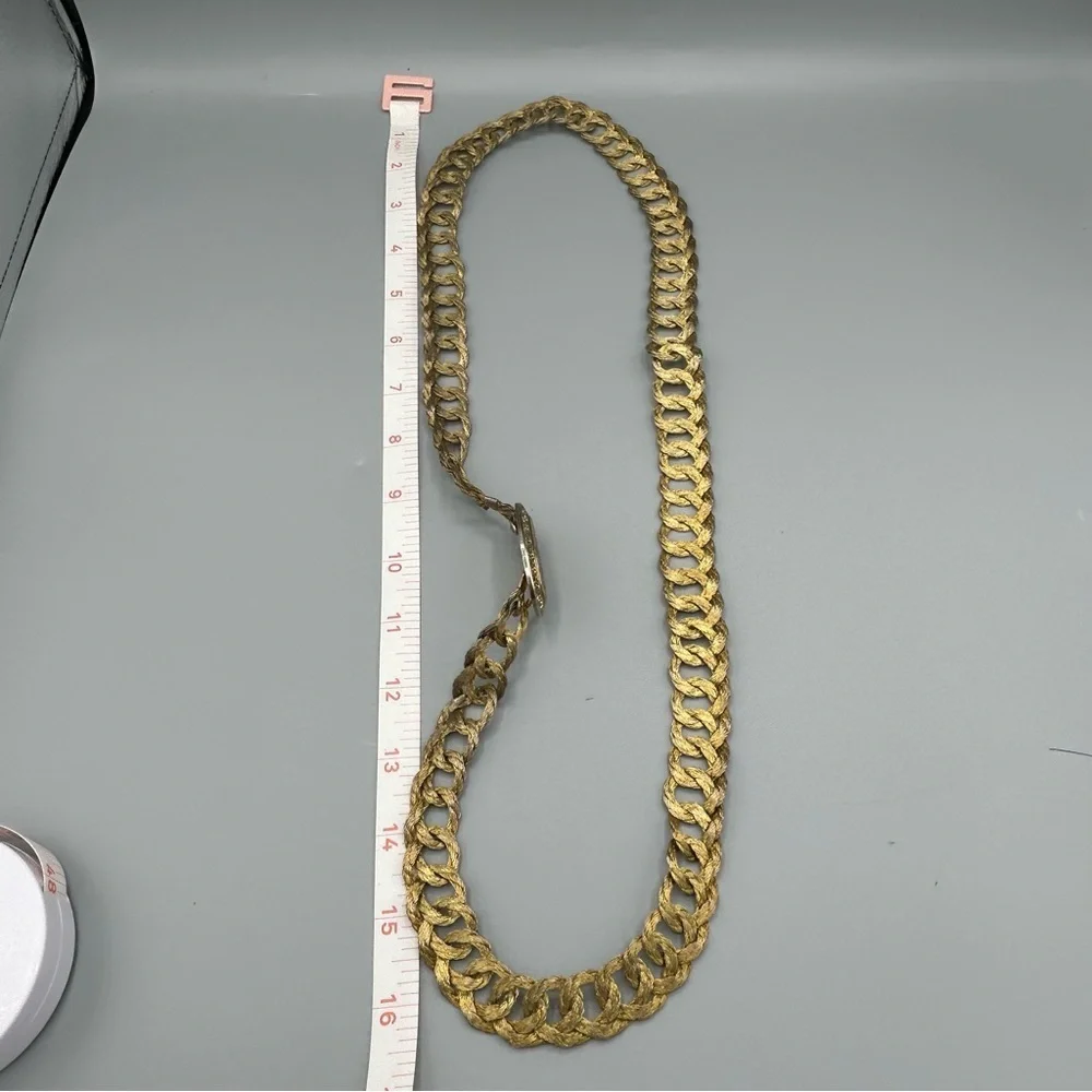 Vintage Gold Chain Belt Necklace Enamel Medallion Heavy 94g Statement